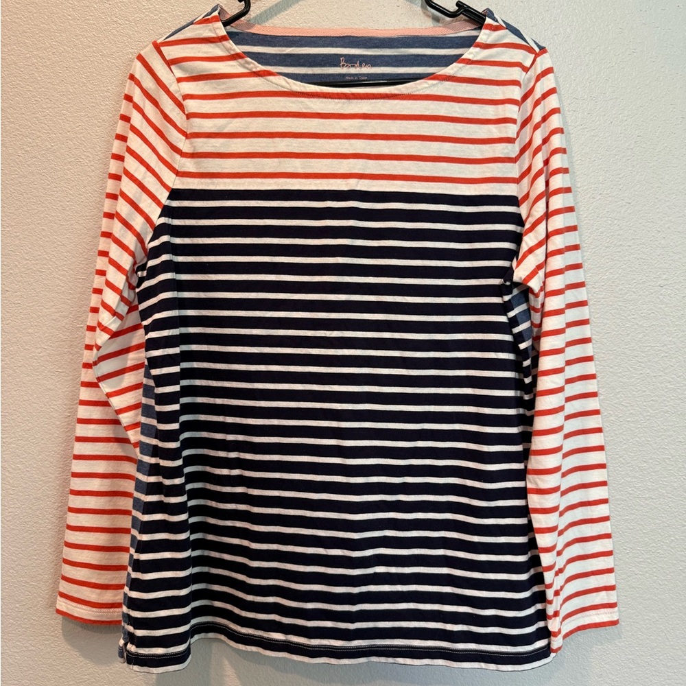 Boden Striped Long Sleeve Tee in Red and Navy